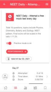 Practice mode in Questionbang app