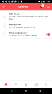Questionbang App settings