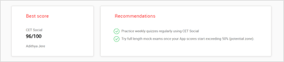 best score & recommendations